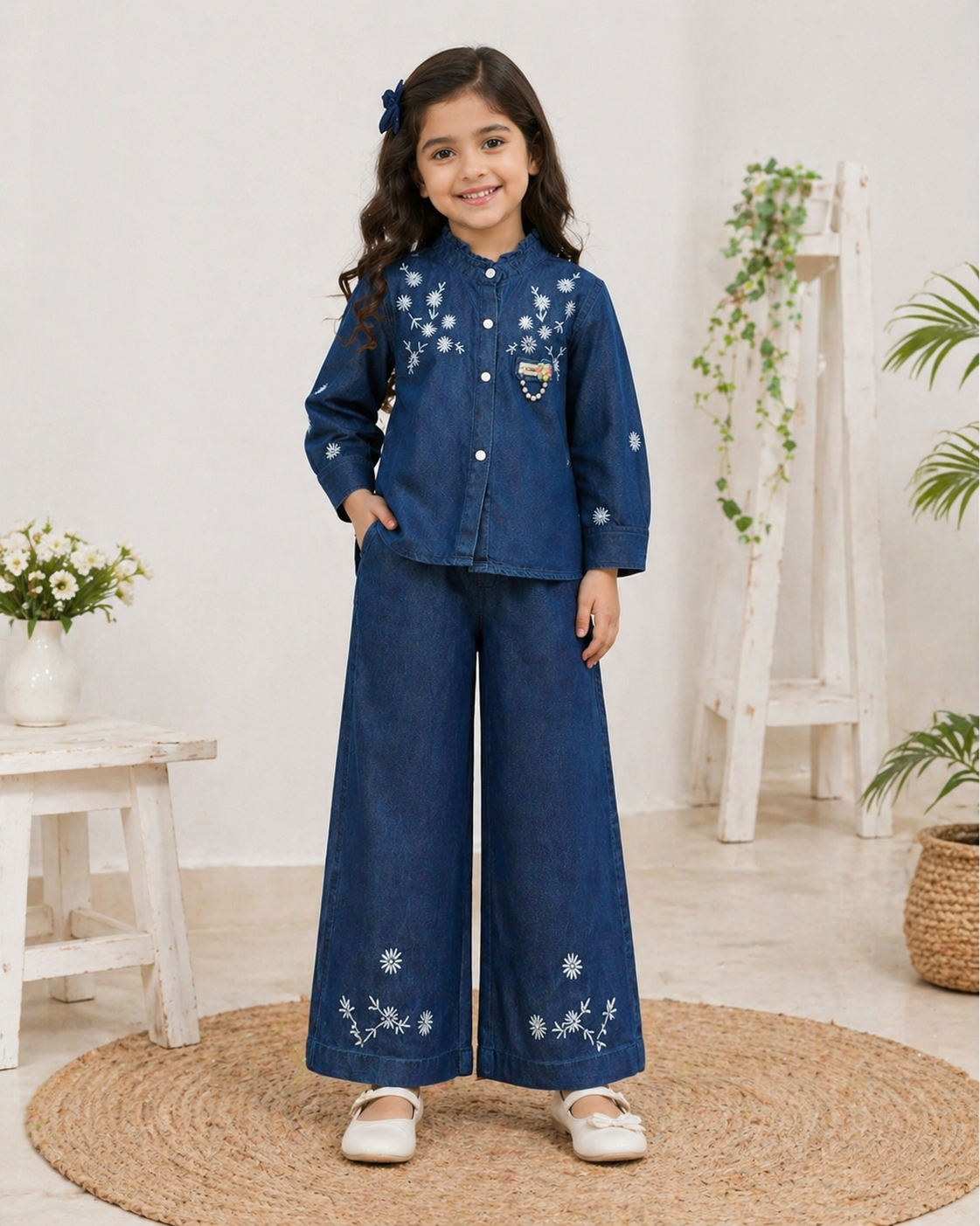 Denim Top pant set