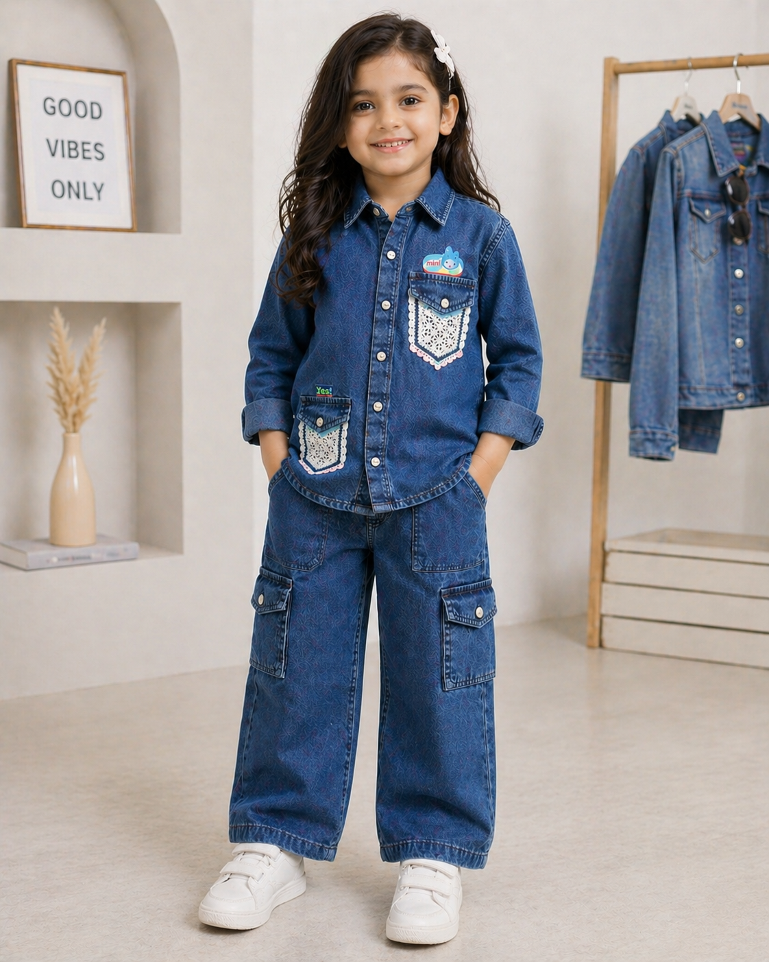 Denim Top pant set